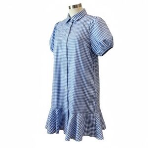 Love…ady mini stripe collar dress, with buttton down details and puffy sleeves